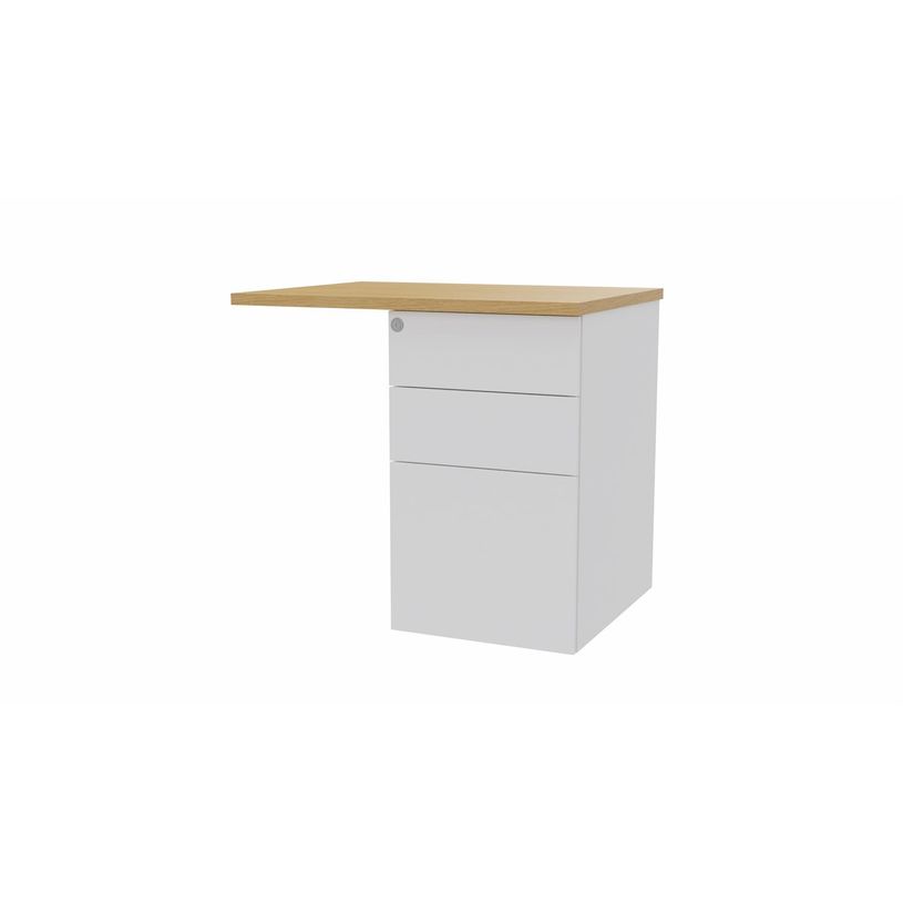 3617350004823-Retour sur caisson bout de bureau CONECT - L80 x P60 cm - plateau imitation chêne clair --P_405153679_1-0