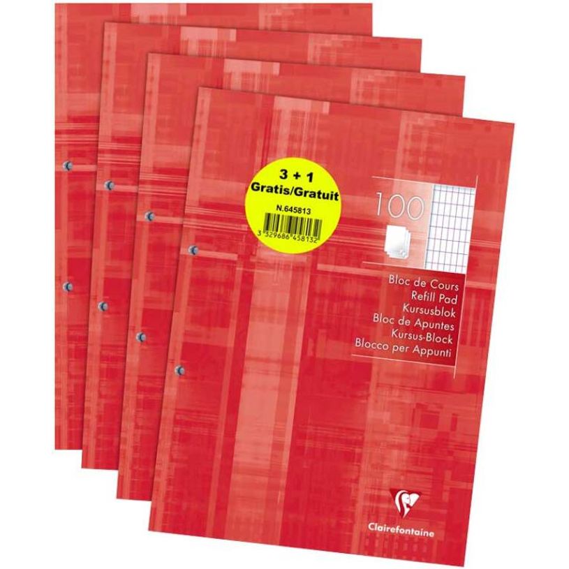 3329686458132-Clairefontaine - Bloc de cours - A4 - 300 pages - petits carreaux (5x5 cm) - perforé-P_405153933_1-0