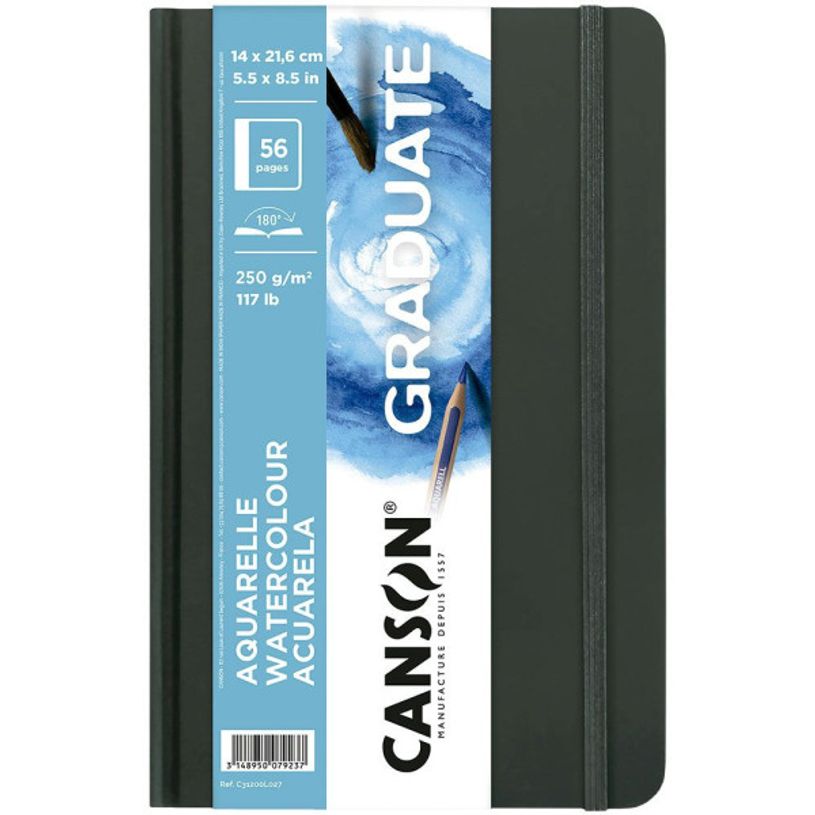 3148950079237-Canson Graduate Watercolor - Carnet de dessin aquarelle - 14 x 21 cm - 56 pages - 250 gr--0