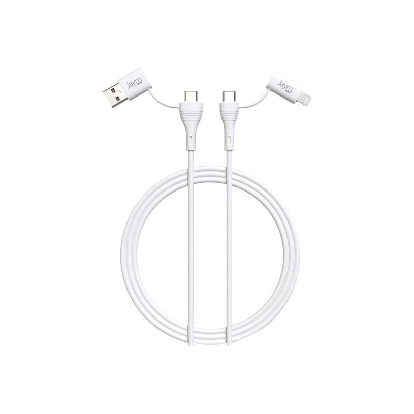 0404051540186-JAYM POP Collection QUADRIPLUG - Câble 4 en 1 USB-C vers Lightning - 1 m - blanc-P_405154018_3-0