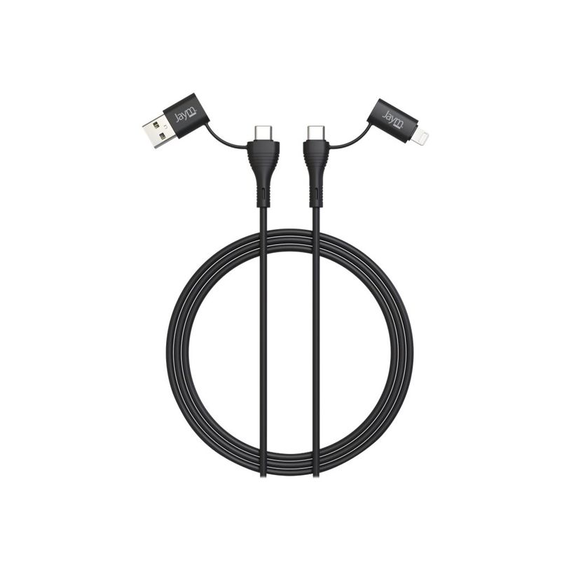 0404051540193-JAYM POP Collection QUADRIPLUG - Câble 4 en 1 USB-C vers Lightning - 1 m - noir-P_405154019_3-0