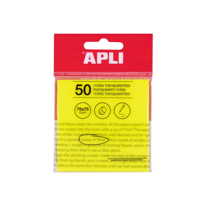 8410782195696-Apli - Notes adhésives - 50 feuilles - 75 x 75 mm - transparentes jaune-P_405154105_1-0