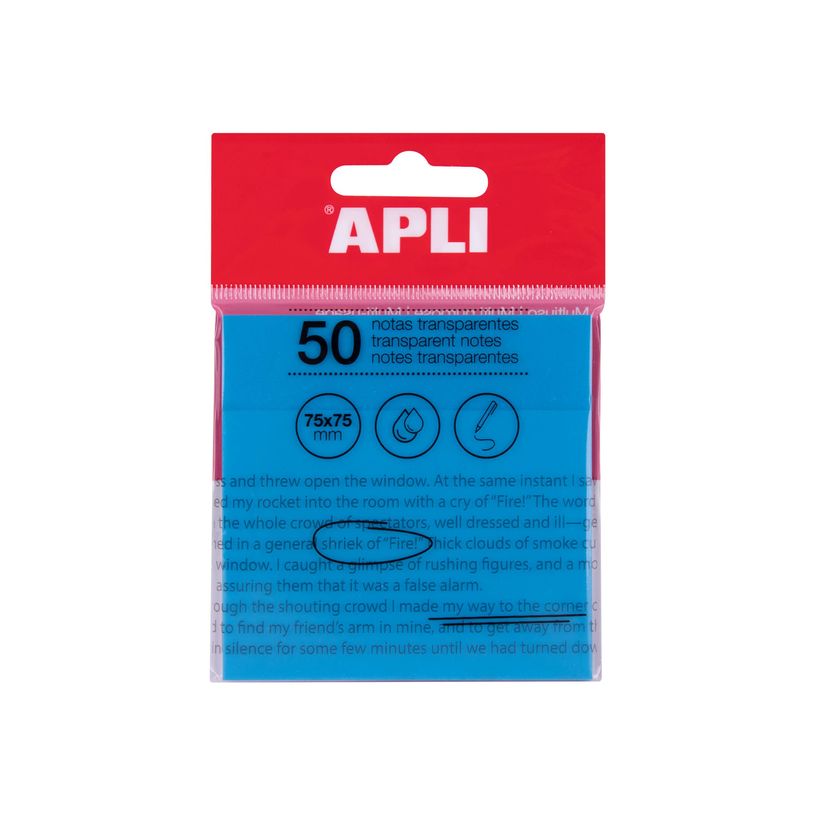 8410782195719-Apli - Notes adhésives - 50 feuilles - 75 x 75 mm - transparentes bleu-P_405154107_1-0