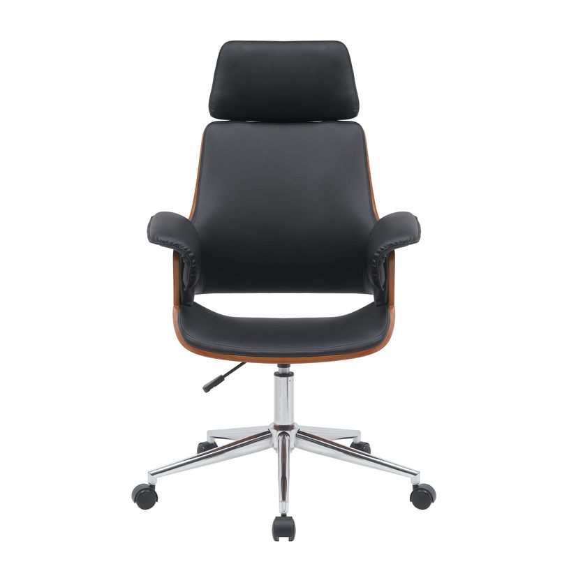 3397701249584-Fauteuil de bureau HECTOR - Bois multiplis imitation noyer et polyuréthane noir-P_405154172_2-1