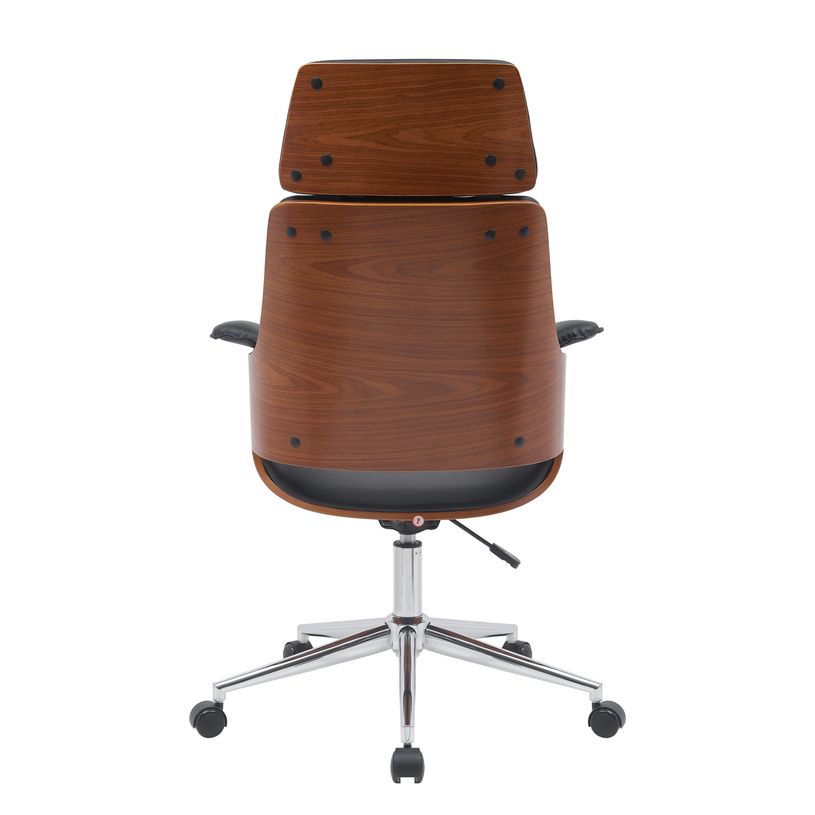 3397701249584-Fauteuil de bureau HECTOR - Bois multiplis imitation noyer et polyuréthane noir-P_405154172_3-2
