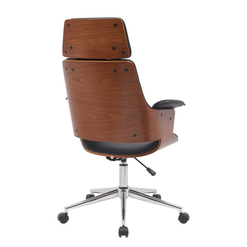 3397701249584-Fauteuil de bureau HECTOR - Bois multiplis imitation noyer et polyuréthane noir-P_405154172_4-3