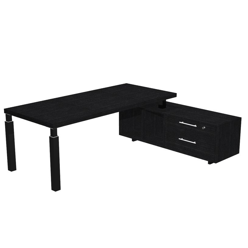 7331920002878-Bureau Manager FLORA - avec console retour réversible - L195 x P170 cm - pieds en métal noir --P_405154400_1-0
