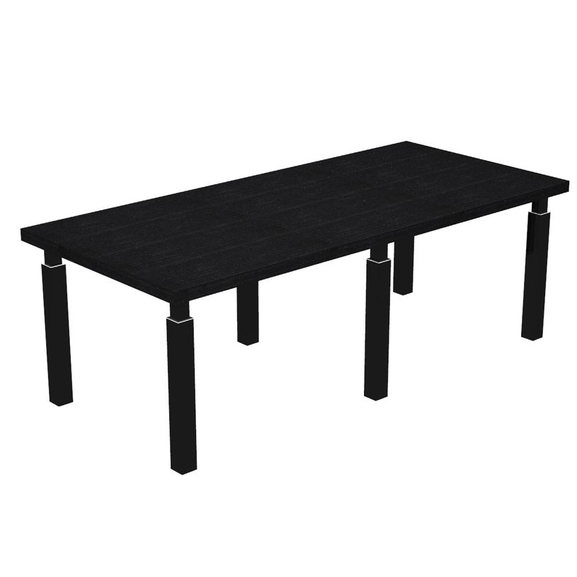 7331920002915-Table de réunion FLORA - L220 x P100 cm - 6 pieds en métal noir - plateau imitation frê-P_405154404_1-0