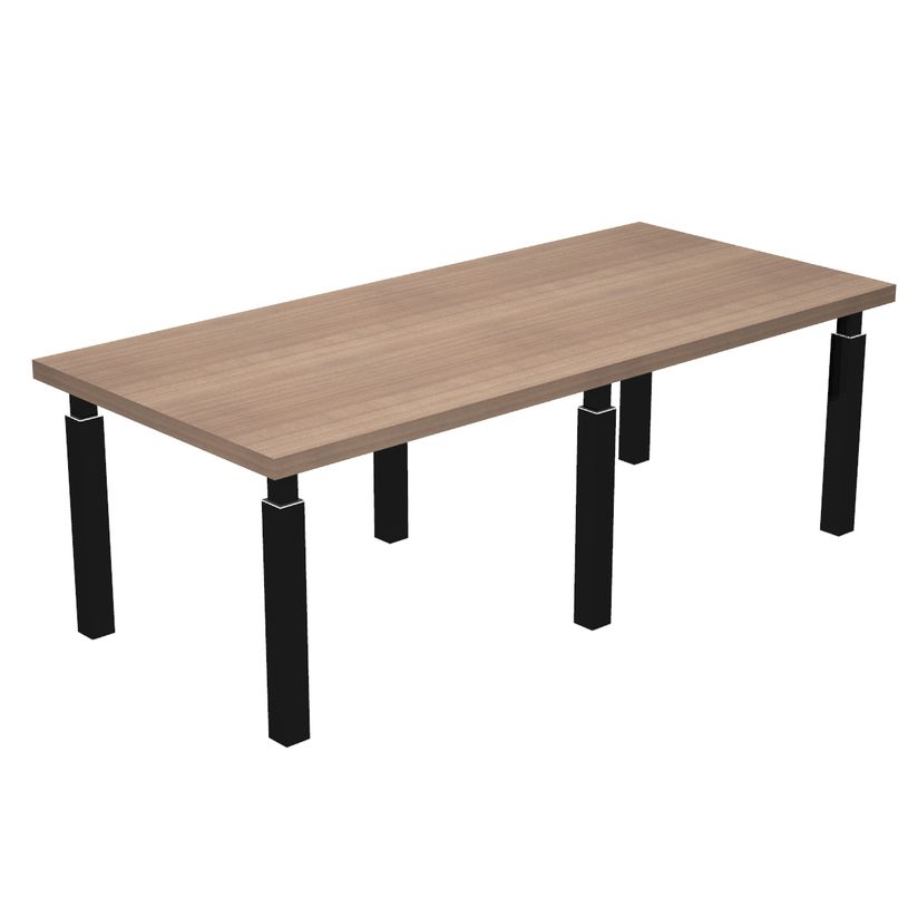 7331920002922-Table de réunion FLORA - L220 x P100 cm - 6 pieds en métal noir - plateau imitation meri-P_405154405_1-0