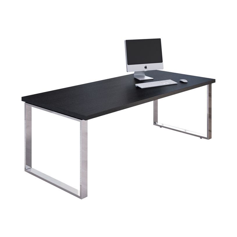 7331920002953-Bureau Manager FLORA - L210 x P90 cm - pieds cadre en métal effet chromé - plateau imita-P_405154418_1-0