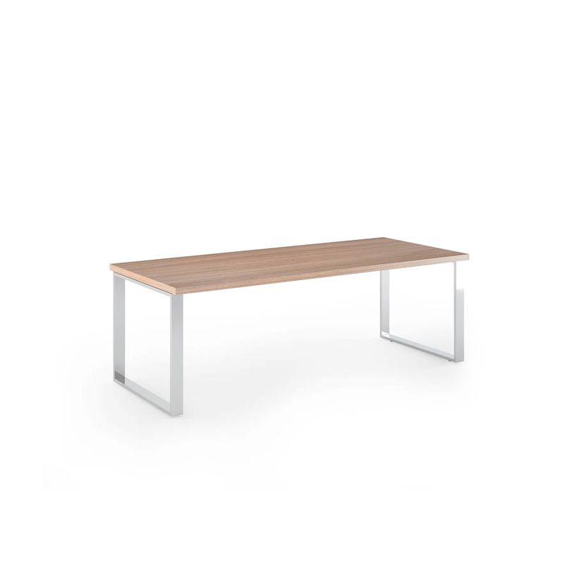 7331920002960-Bureau Manager FLORA - L210 x P90 cm - pieds cadre en métal effet chromé - plateau imita-P_405154419_1-0