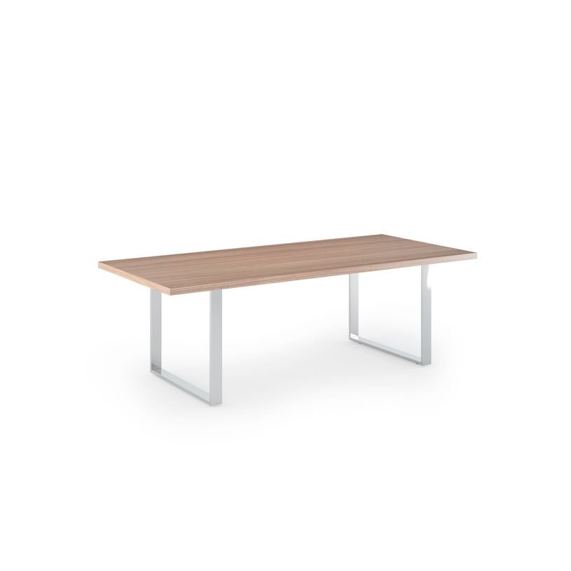 7331920003028-Table de réunion FLORA - L220 x P100 cm - pieds cadre en métal effet chromé - plateau i-P_405154425_1-0