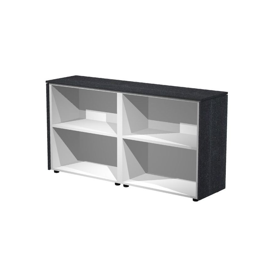 7331920003059-Armoire basse double Flora - L162,8xP43xH81,4 cm - 2 étagères - frêne noir-P_405154434_1-0