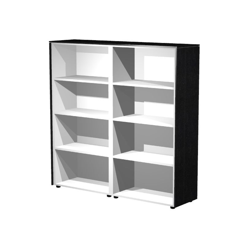 7331920003097-Bibliothèque haute double Flora - L162,8xP43xH158,2 cm - 6 étagères - frêne noir-P_405154438_1-0