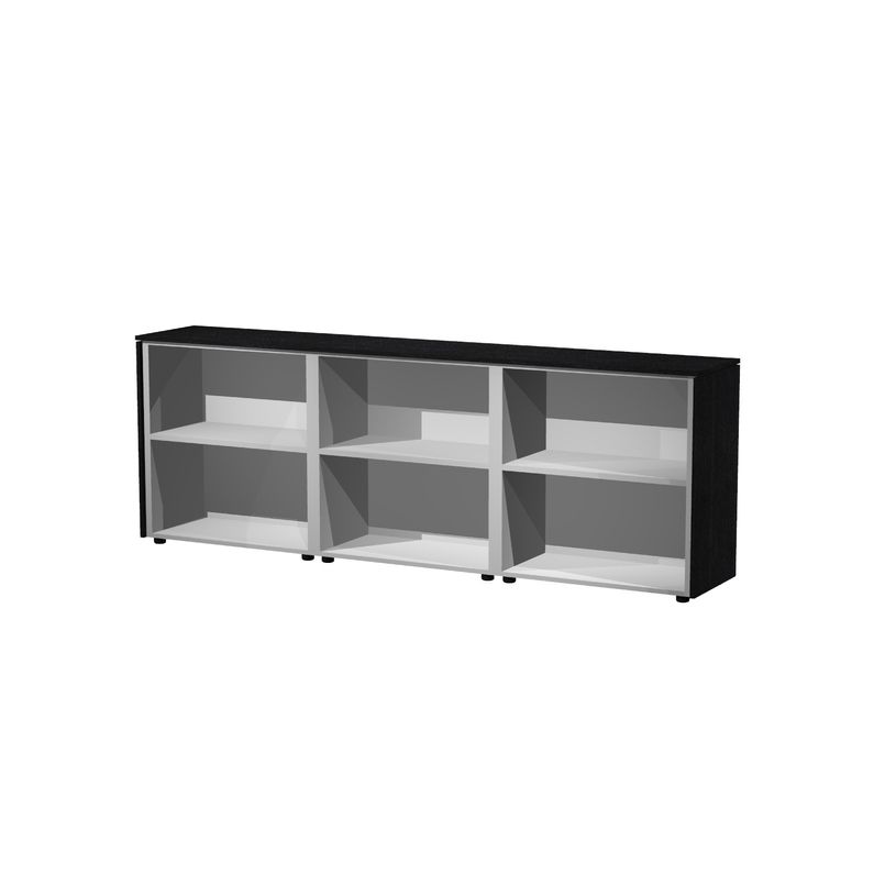 7331920003110-Armoire basse triple Flora - L243xP43xH81,4 cm - 3 étagères - frêne noir-P_405154440_1-0