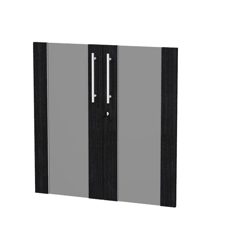 7331920003813-Jeu de 2 portes vitrées - pour bibliothèque 2 étagères FLORA - L80 x H77 cm - imitatio-P_405154448_1-0