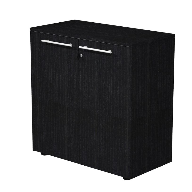 7331920003172-Armoire basse Flora - L82,8xP43xH81,4 cm - portes mélaminés - 1 étagère - frêne noir-P_405154456_1-0