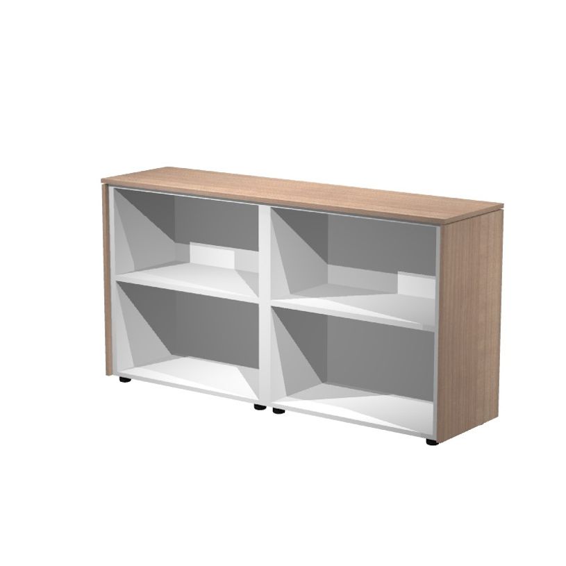 7331920003240-Armoire basse double Flora - L162,8xP43xH81,4 cm - portes vitrées - 2 étagères - merisi-P_405154463_2-1