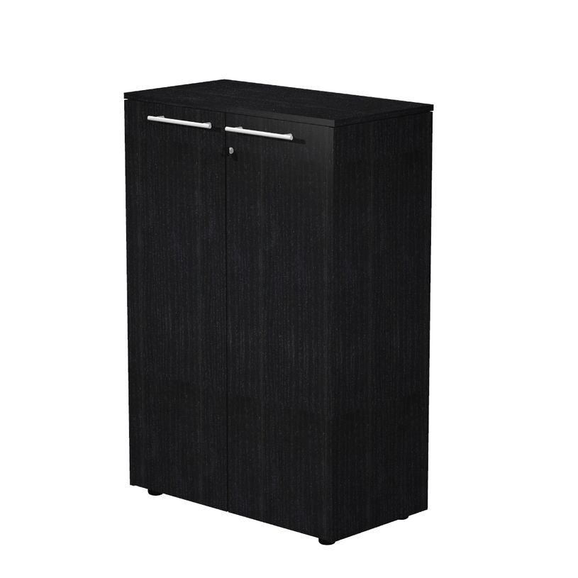 7331920003356-Armoire haute Flora - L82,8xP43xH119,8 cm - portes mélaminés - 2 étagères - frêne noi-P_405154474_1-0