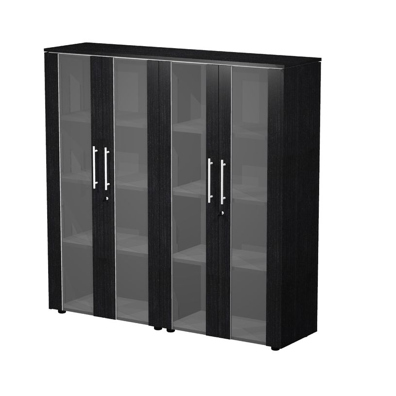 7331920003479-Bibliothèque haute double Flora - L162,8xP43xH158,2 cm - portes vitrées - 6 étagères --P_405154486_1-0