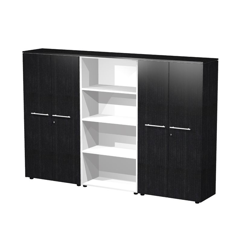 7331920003493-Bibliothèque haute triple Flora - L242,8xP43xH158,2 cm - 4 portes mélaminés - 9 étagè-P_405154488_1-0