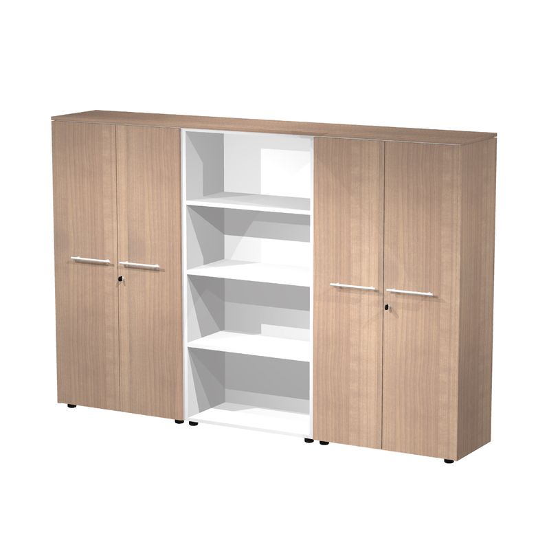 7331920003509-Bibliothèque haute triple Flora - L242,8xP43xH158,2 cm - 4 portes mélaminés - 9 étagè-P_405154489_1-0