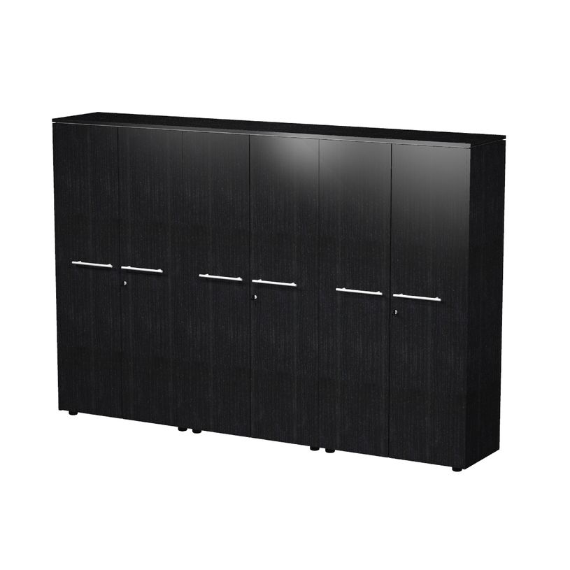 7331920003530-Bibliothèque haute triple Flora - L242,8xP43xH158,2 cm - 6 portes mélaminés - 9 étagè-P_405154492_1-0