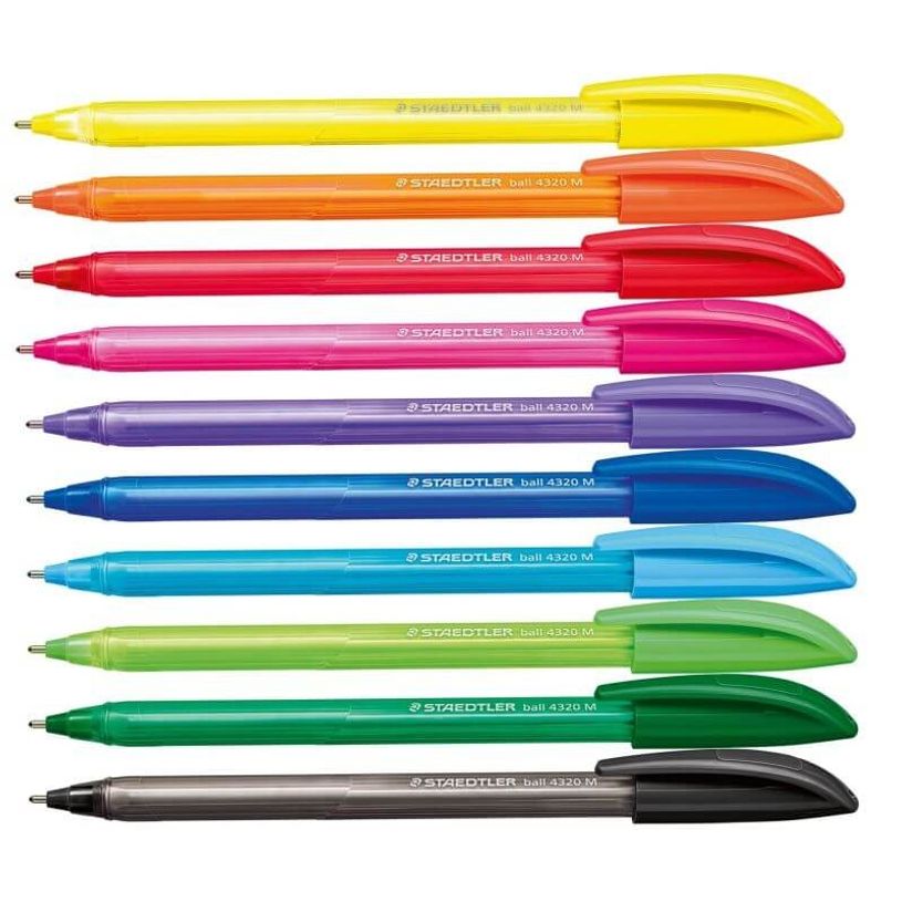 4007817102916-STAEDTLER Ball 4230 - Pack de 10 stylos à bille triangulaires - pointe moyenne - couleurs assoties--1
