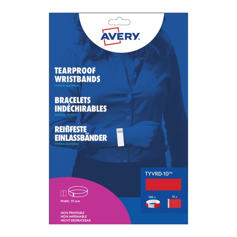 5014702147555-Avery - 100 bracelets indéchirables - 19 x 256 mm - rouge--0