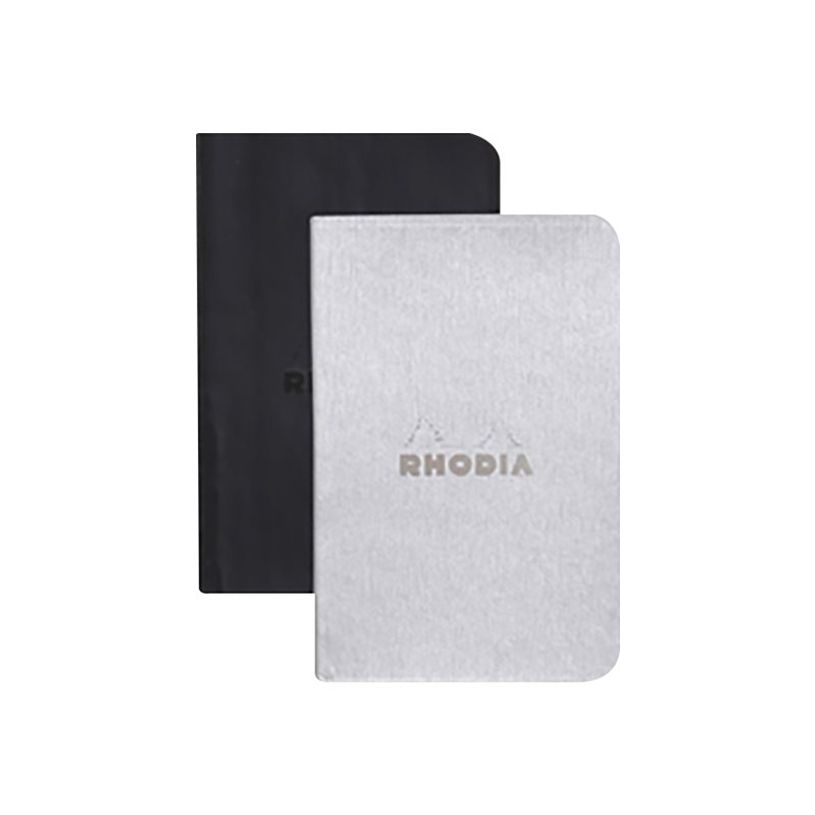 3037921172018-RHODIA Rhodiarama - 2 Carnets souples 7 x 10,5 cm - 64 pages - ligné - argent et noir-P_405155092_1-0