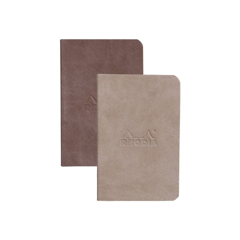 3037921172032-RHODIA Rhodiarama - 2 Carnets souples 7 x 10,5 cm - 64 pages - ligné - chocolat et taupe-P_405155093_1-0