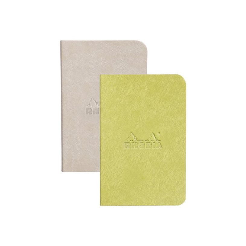 3037921172056-RHODIA Rhodiarama - 2 Carnets souples 7 x 10,5 cm - 64 pages - ligné - beige et anis-P_405155094_4-0