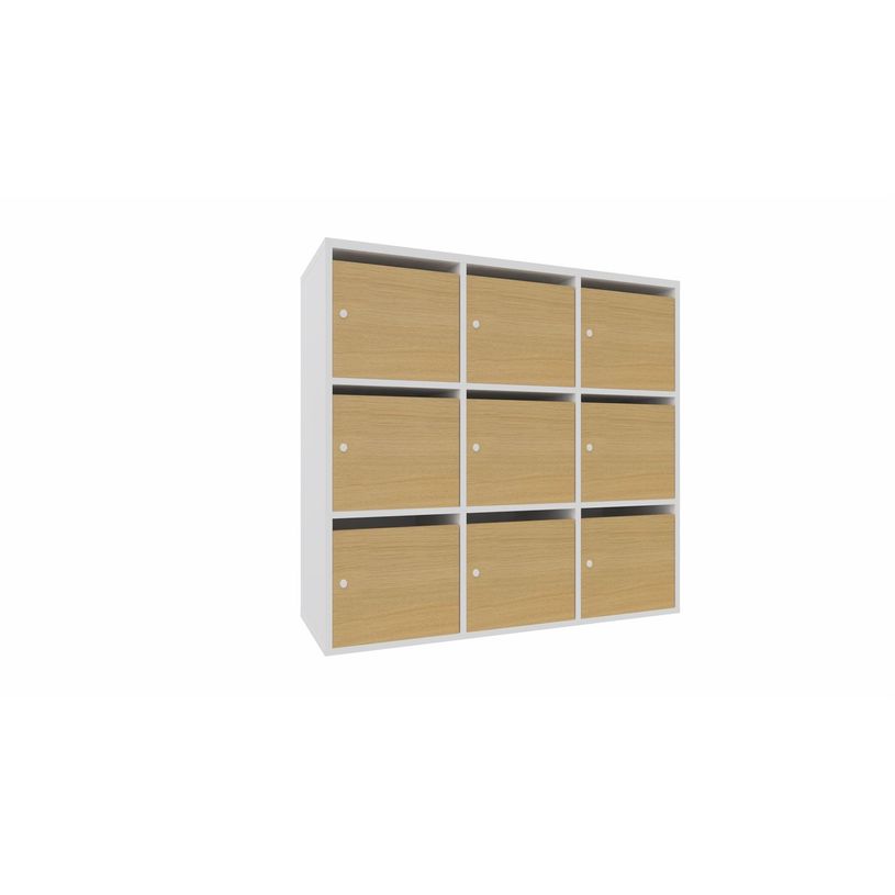 3617350006056-Vestiaire CAMILLE 9 cases - fermeture à clef - H112,3 x L120 x P43,2 cm - corps blanc neige --P_405155117_1-0