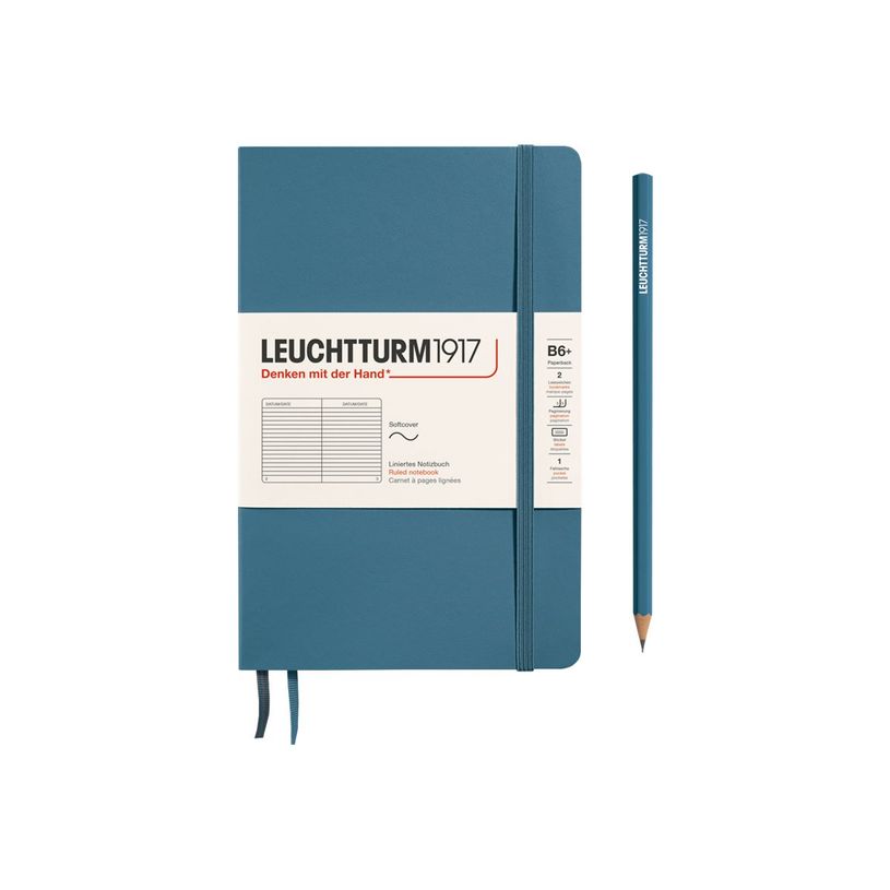 4004117610868-Leuchtturm1917 - Carnet de notes souple B6+ - ligné - bleu acier-P_405155284_1-0