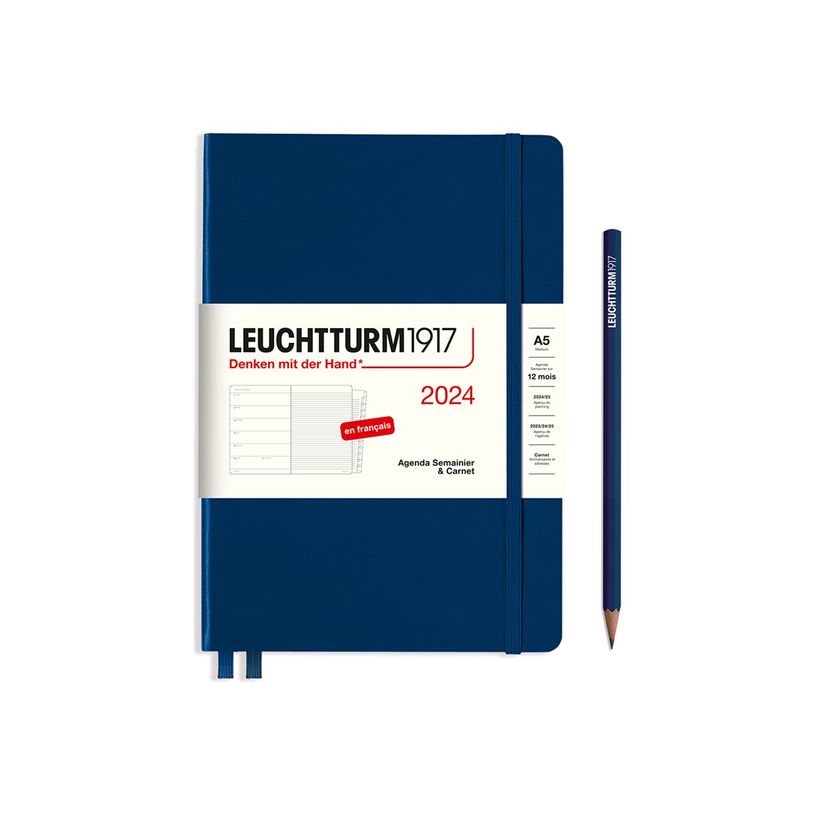 4004117629211-Leuchtturm1917 - Agenda 1 semaine sur 2 pages et carnet - A5 - bleu marine-P_405155308_1-0
