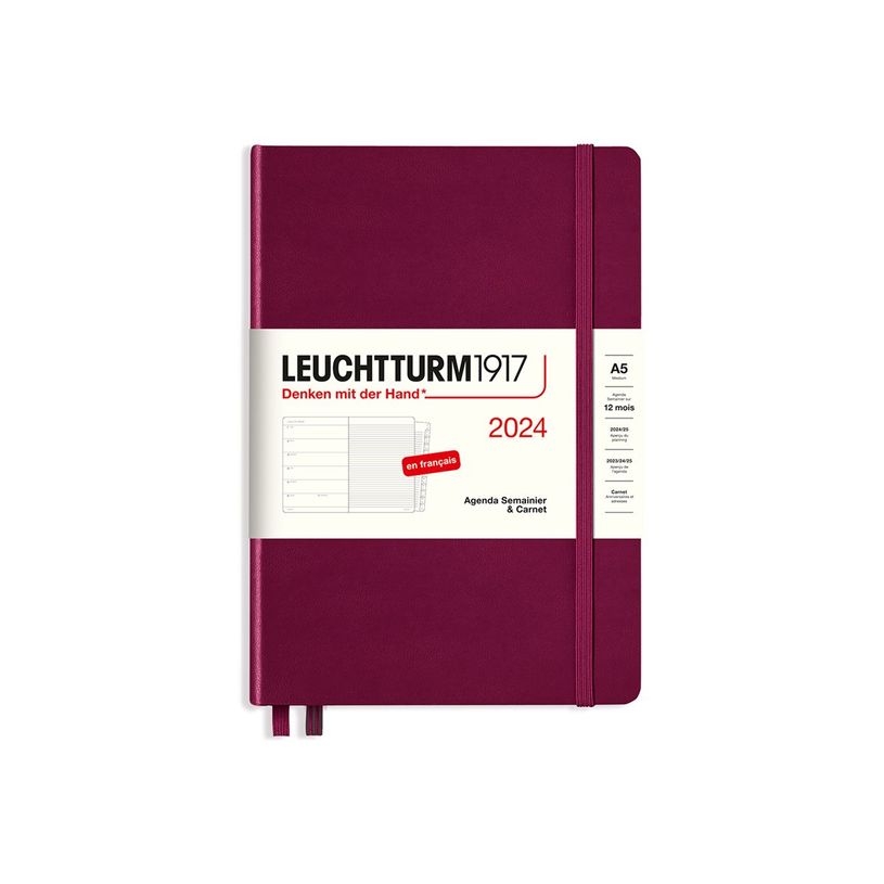 4004117629280-Leuchtturm1917 - Agenda 1 semaine sur 2 pages et carnet - A5 -  bordeaux-P_405155309_1-0