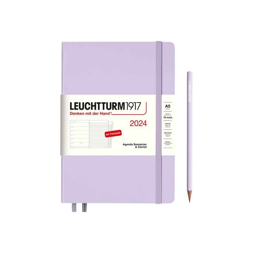 4004117629181-Leuchtturm1917 - Agenda 1 semaine sur 2 pages et carnet - A5 -  lilas-P_405155310_1-0