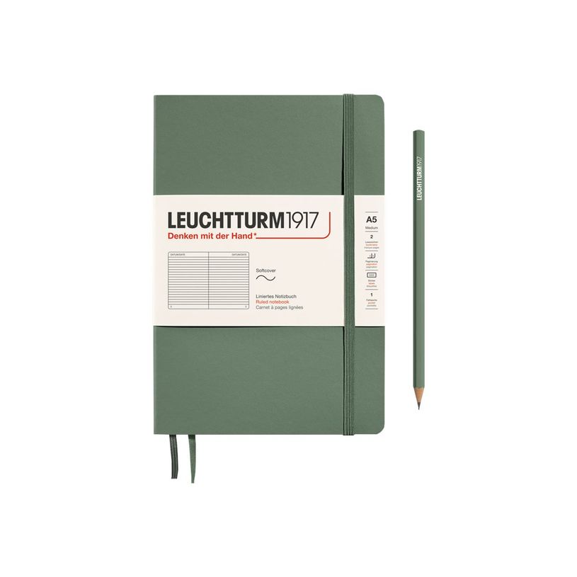 4004117609541-Leuchtturm1917 - Carnet de notes souple A5 - ligné - vert olive-P_405155367_1-0