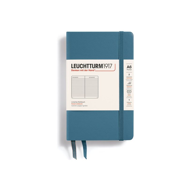 4004117610738-Leuchtturm1917 - Carnet de notes rigide A6 - ligné - bleu acier-P_405155419_1-0