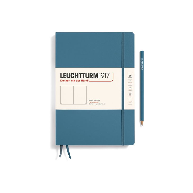 4004117616136-Leuchtturm1917 - Carnet de notes rigide - composition B5 - uni - bleu acier-P_405155464_1-0