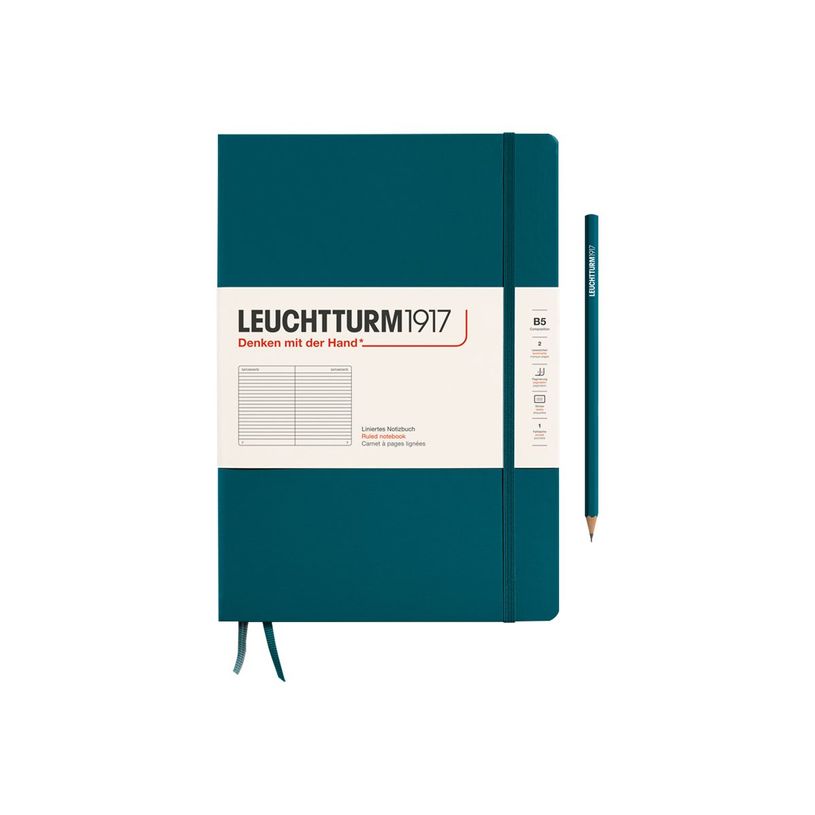 4004117616099-Leuchtturm1917 - Carnet de notes rigide - composition B5 - ligné - bleu pétrole-P_405155471_1-0