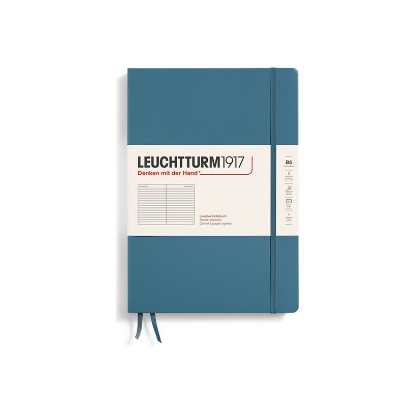 4004117616150-Leuchtturm1917 - Carnet de notes rigide - composition B5 - ligné - bleu acier-P_405155472_1-0