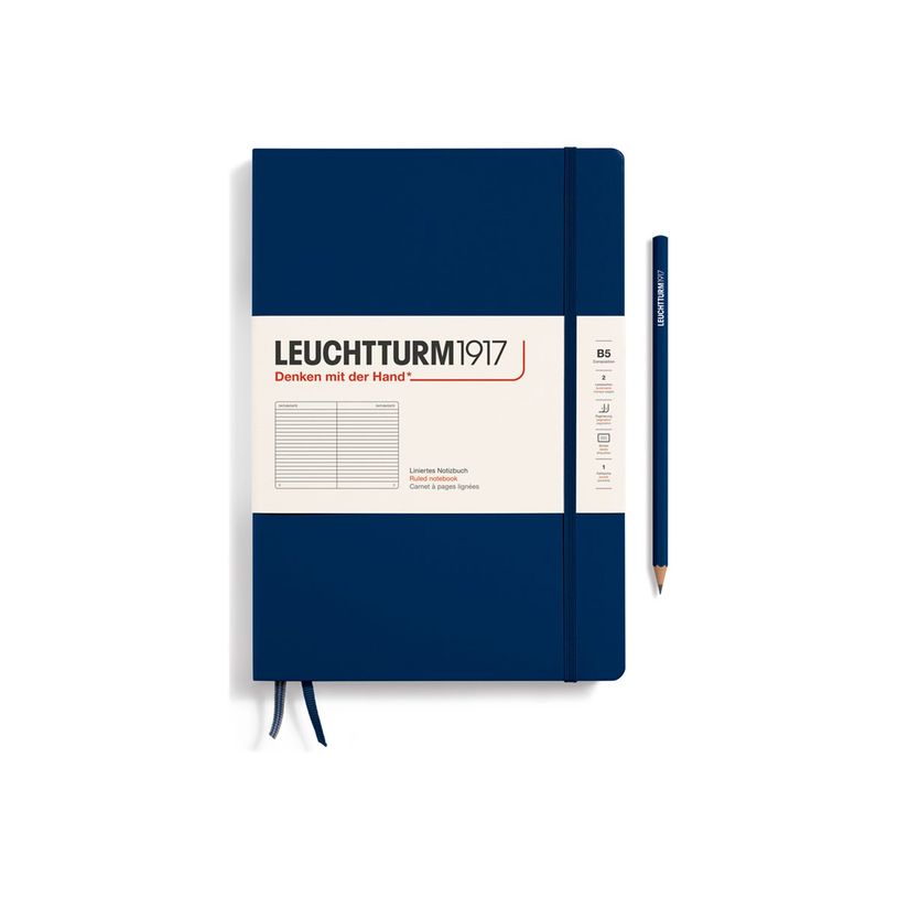 4004117616129-Leuchtturm1917 - Carnet de notes rigide - composition B5 - ligné - bleu marine-P_405155473_1-0
