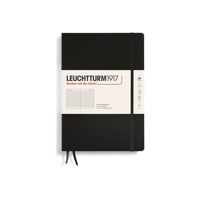 4004117616181-Leuchtturm1917 - Carnet de notes rigide - composition B5 - ligné - noir-P_405155476_1-0