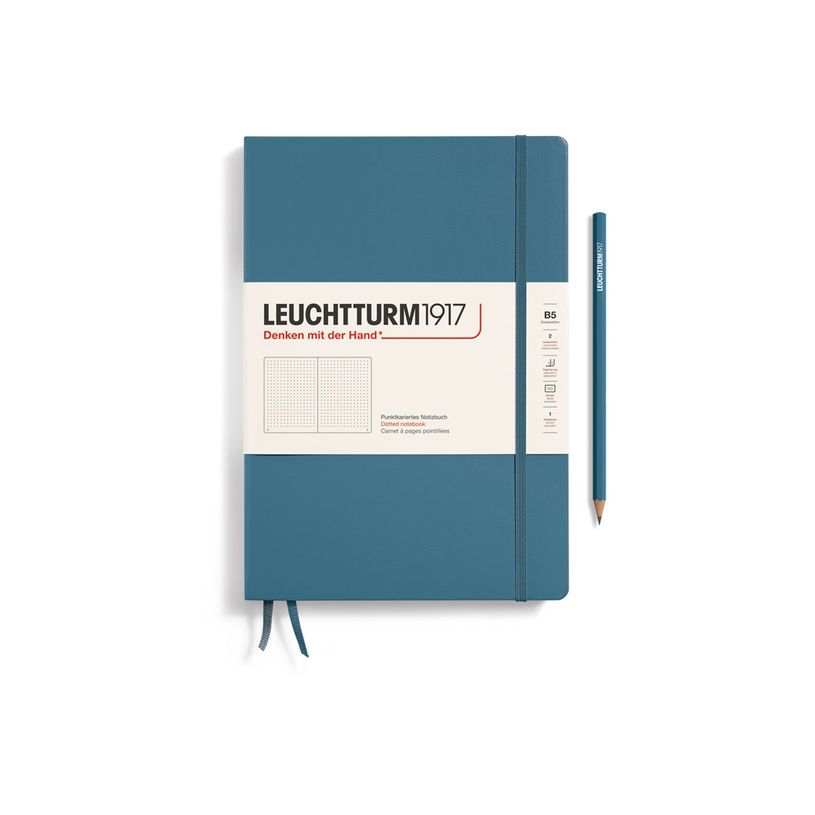 4004117616143-Leuchtturm1917 - Carnet de notes rigide - composition B5 - pointillés - bleu acier-P_405155480_1-0