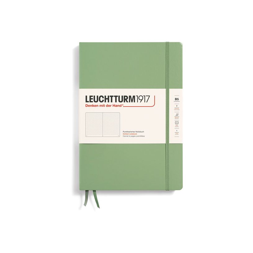 4004117616051-Leuchtturm1917 - Carnet de notes rigide - composition B5 - pointillés - vert sauge-P_405155486_1-0
