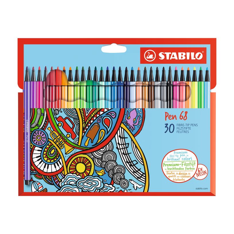 4006381483896-STABILO Pen 68 - 30 Feutres d'écriture - couleurs assorties-P_405155821_1-0