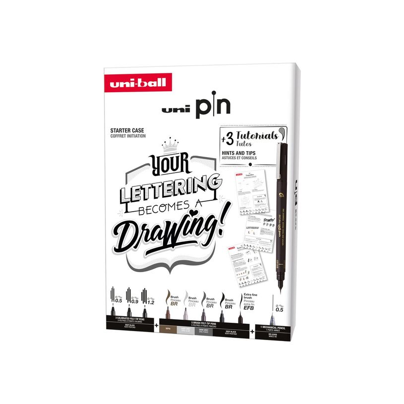 3701614900027-Uniball - Coffret de 8 feutres de précision pour le dessin - Edition lettering -P_405155875_1-0