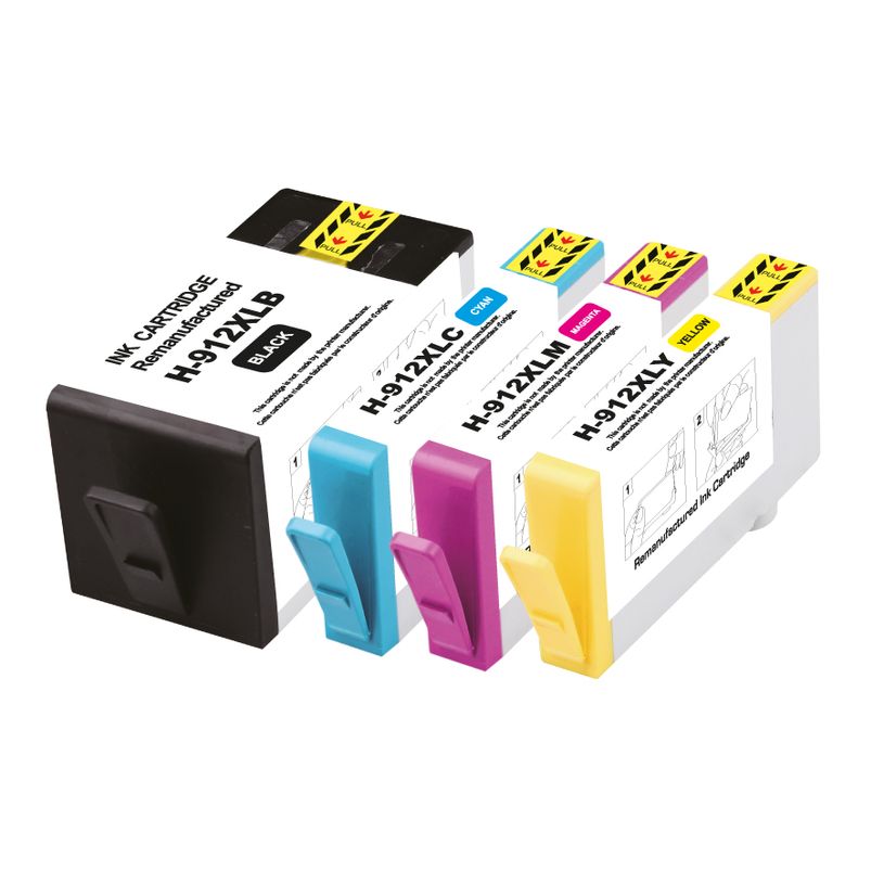 3584770327040-Cartouche remanufacturée HP 912XL - pack de 4 - noir, jaune, cyan, magenta - UPrint--1