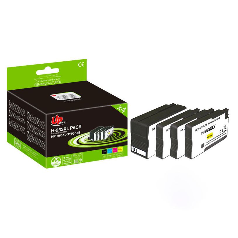 3584770327095-Cartouche remanufacturée HP 963XL - pack de 4 - noir, jaune, cyan, magenta - UPrint--2